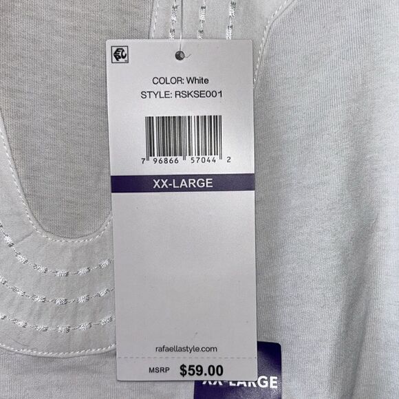 NEW Rafaella White Short Sleeve V Neck Top - Picture 3 of 7